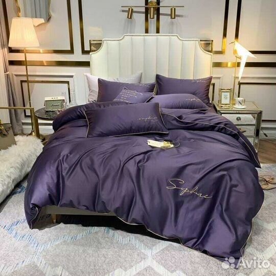 Постельное белье однотонное семейное