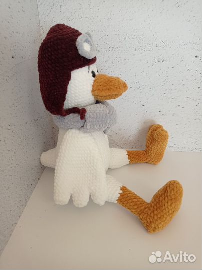 Вязаная игрушка ручной работы, гусь пилот