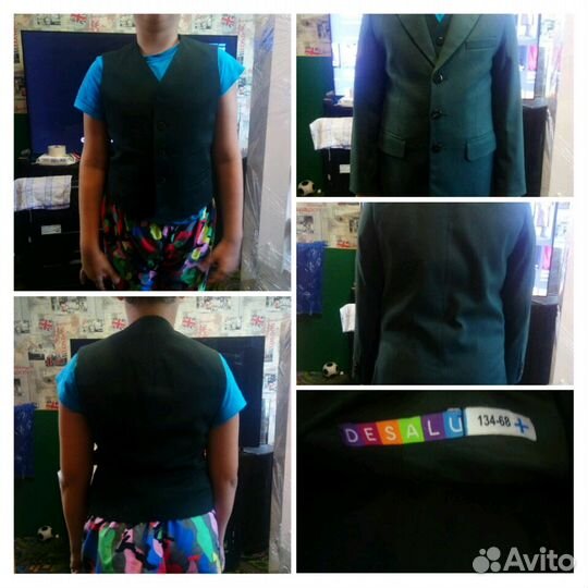 Пиджак+жилетка Desalu зелёный