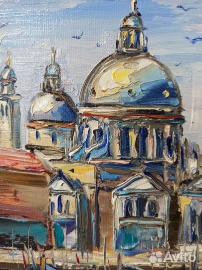 Картина маслом Венеция пейзаж морской лодки море