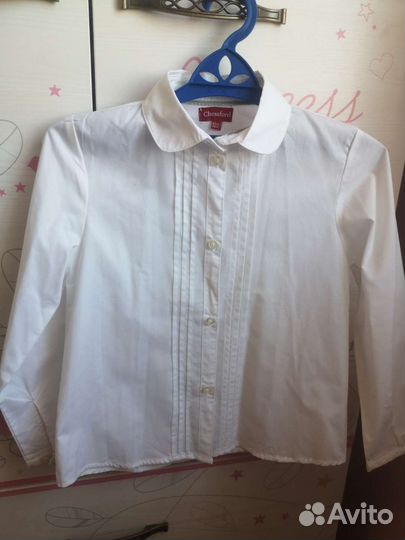 Рубашка белая школьная для девочки 122