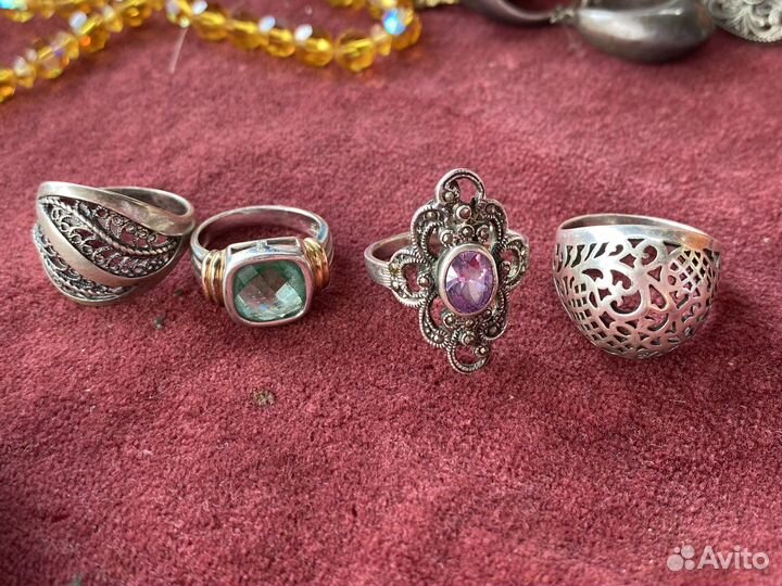 Серьги кольца серебро