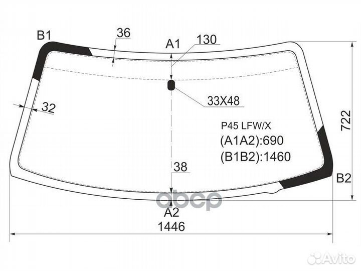 Стекло лобовое Mitsubishi L200 96-06 / Pajero S