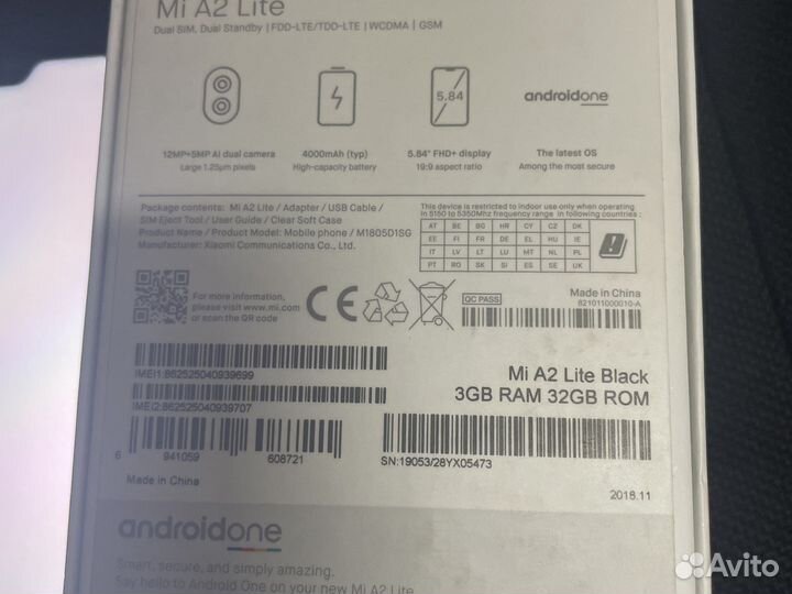 Телефон Xiaomi mi A2Lite 3/32gb