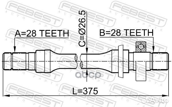 Полуось правая 28x375x28 Mazda 626 Ge 1991-1997