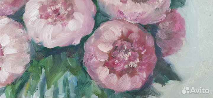 Букет пионов.Картина маслом на холсте 40\50см