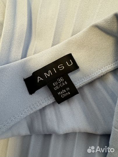 Юбка женская плиссе миди голубая