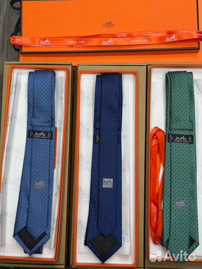 Мужской галстук Hermes шелк #14