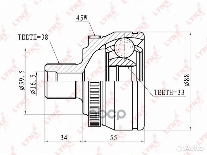 CO-1203A ШРУС наружный к-кт ABS, 23693 Audi A4