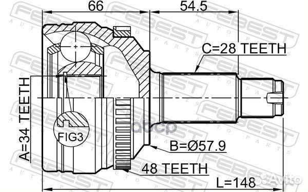 Шрус наружный 34x57.9x28 1410-NAA48 Febest