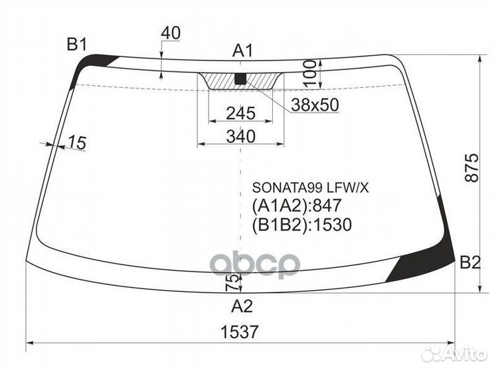 Стекло лобовое в клей hyundai sonata IV 99-04/T