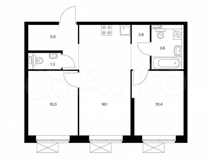 2-к. квартира, 51,3 м², 31/33 эт.