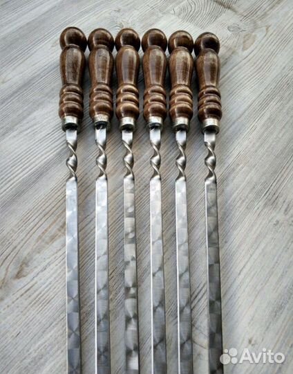 Шампура из нержавейки с деревяной ручкой,40см