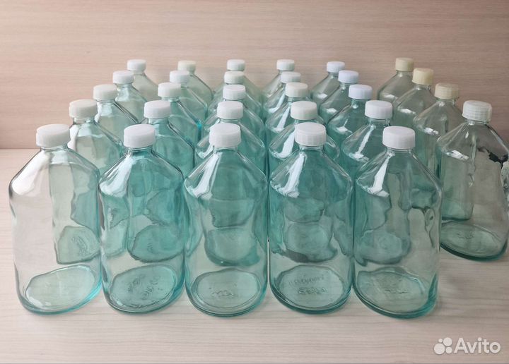 Бутыль бутылка химическая прозрачная 1л стеклянная