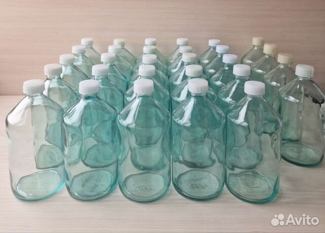 Бутыль бутылка химическая прозрачная 1л стеклянная