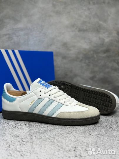 Кроссовки Adidas Samba White Halo Blue (36-41)