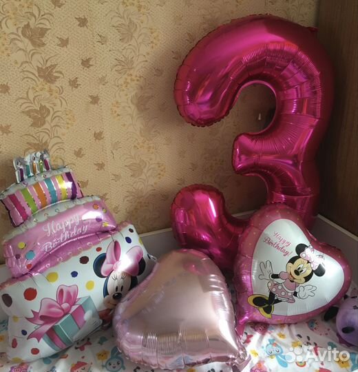Шарики к Дню рождения Минни Маус и цифра 3