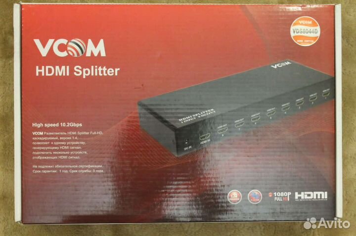 Разветвитель hdmi/Spliitter vcom (vds8044d/DD414A)