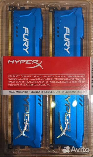 Оперативная память ddr3 HyperX 1866 MHz 16gb (2*8)