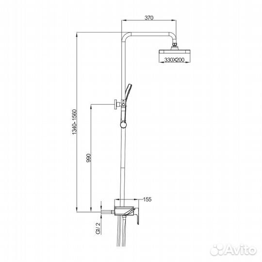 Душевая стойка G2496-16 Gappo с полочкой