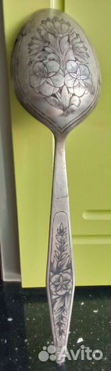 Серебряная столовая ложка.875.Штихель