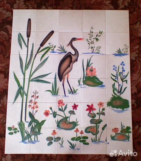 Керамическое панно Цапля