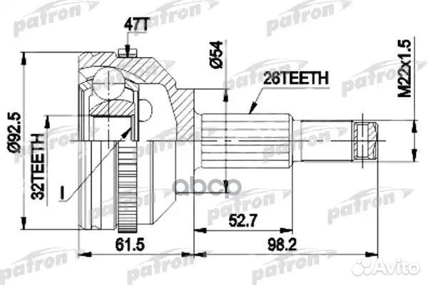 Шрус наружн к-кт 26x54x32 ABS:47T chrysler: VOY