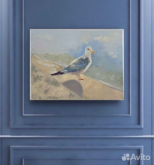 Картина с птицами маслом на холсте Чайка