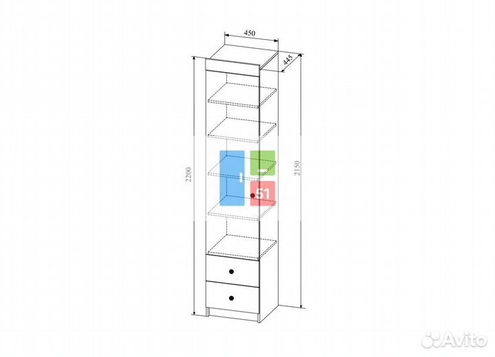 Пенал с ящиками