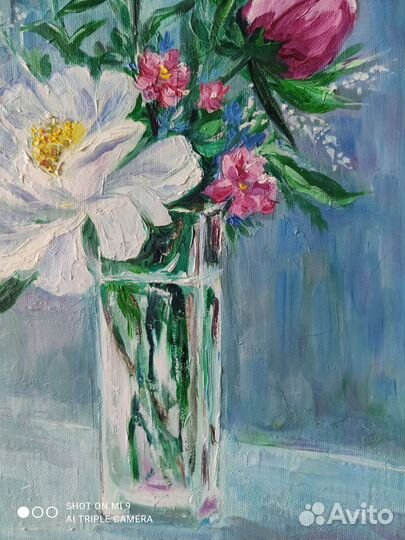 Картина маслом на холсте натюрморт полевые цветы