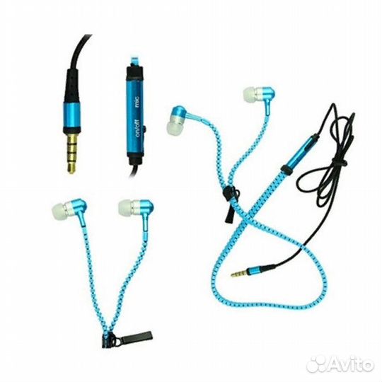 Гарнитура Zipper Earphones (голубой)