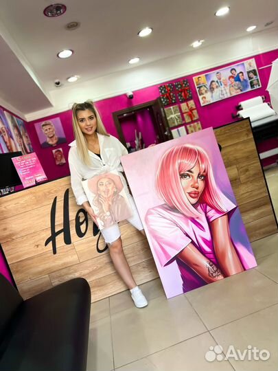 Печать на холсте, портрет по фото, подарок картина