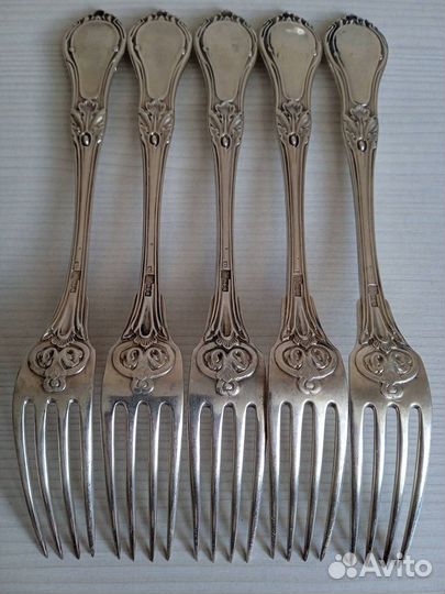 Набор 4 столовые ложки+4 вилки, серебро 84 пробы