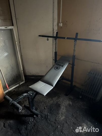 Скамья для жима, блины для штанги