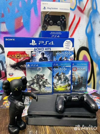 Sony PS4 slim 1tb 2 геймпада 3 диска PlayStation 4