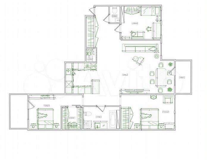 3-к. квартира, 112,8 м², 14/21 эт.