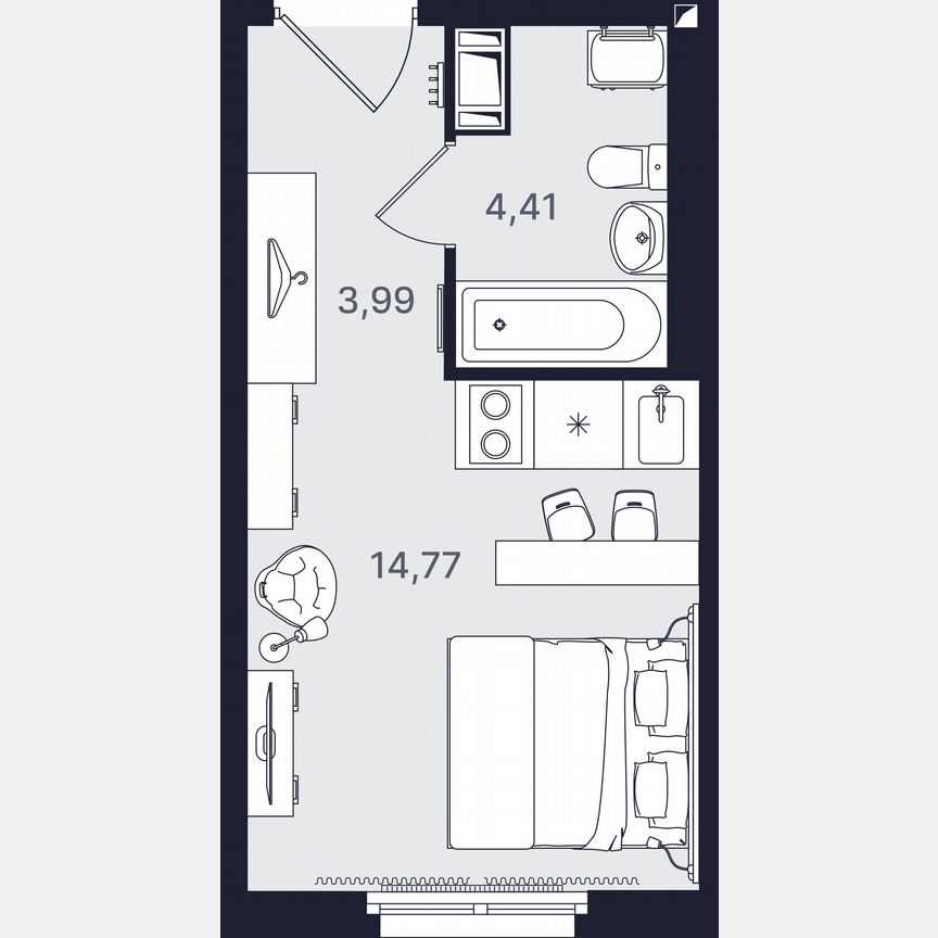 Апартаменты-студия, 23,2 м², 15/24 эт.