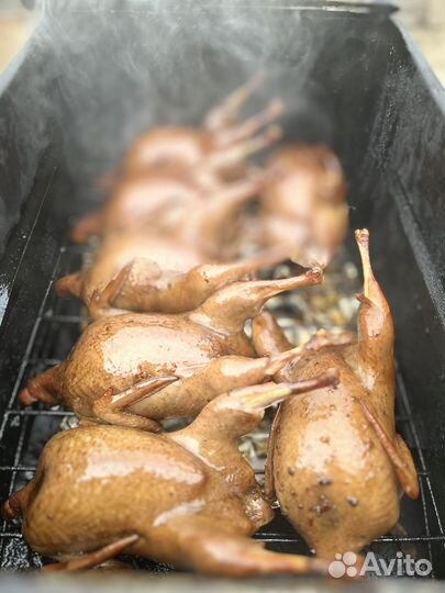 Мясо перепелов, копчёные перепела, мясные изделия