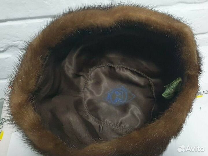 Шапка норковая женская коричневая 56-57 размер