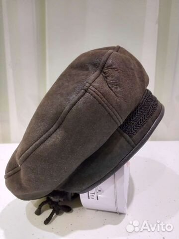 Берет женский кожаный с мехом