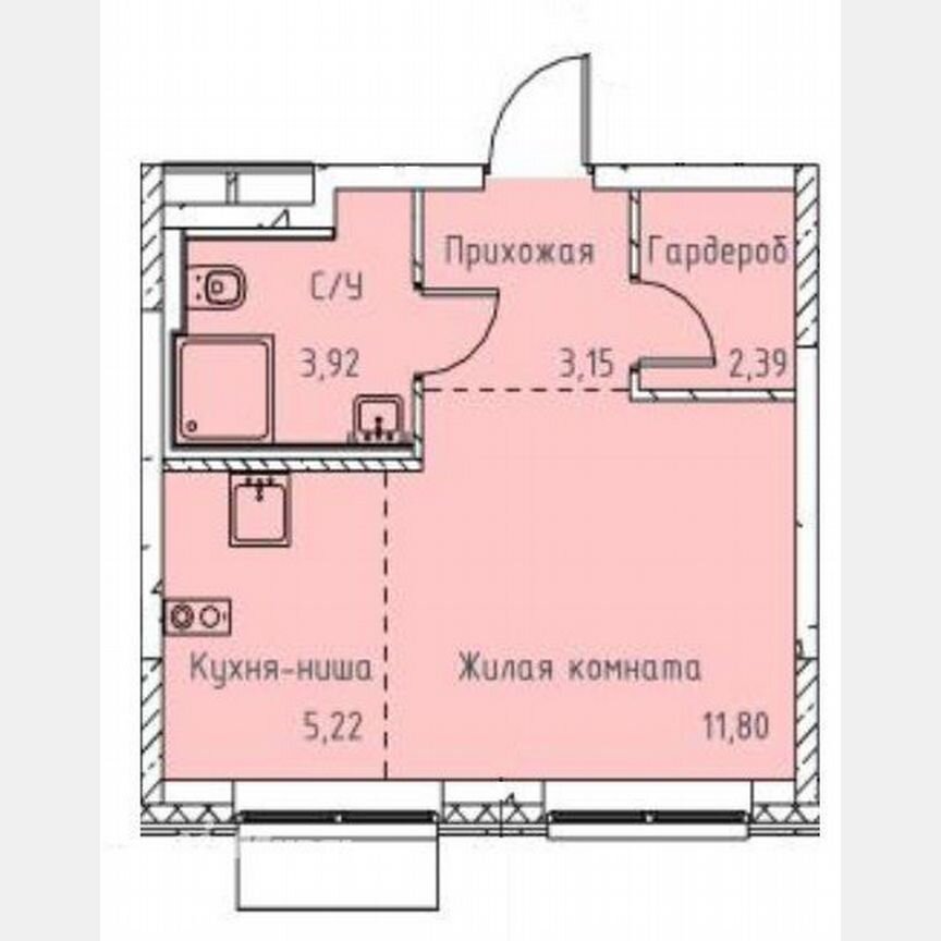 Квартира-студия, 26,5 м², 11/19 эт.