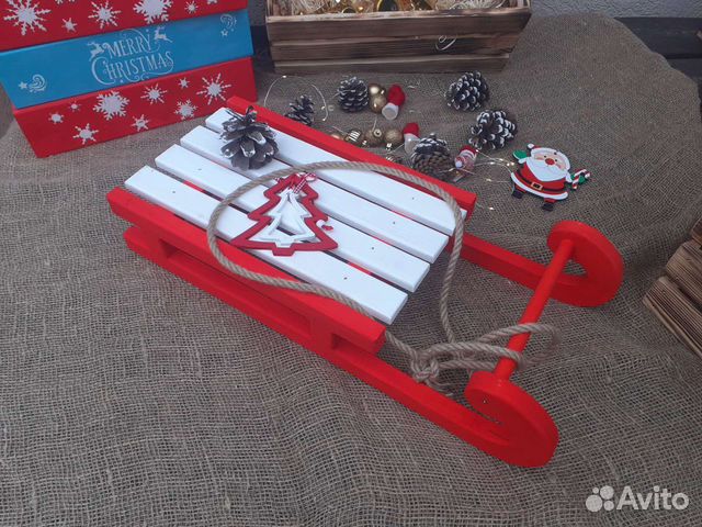 Санки декоративные деревянные