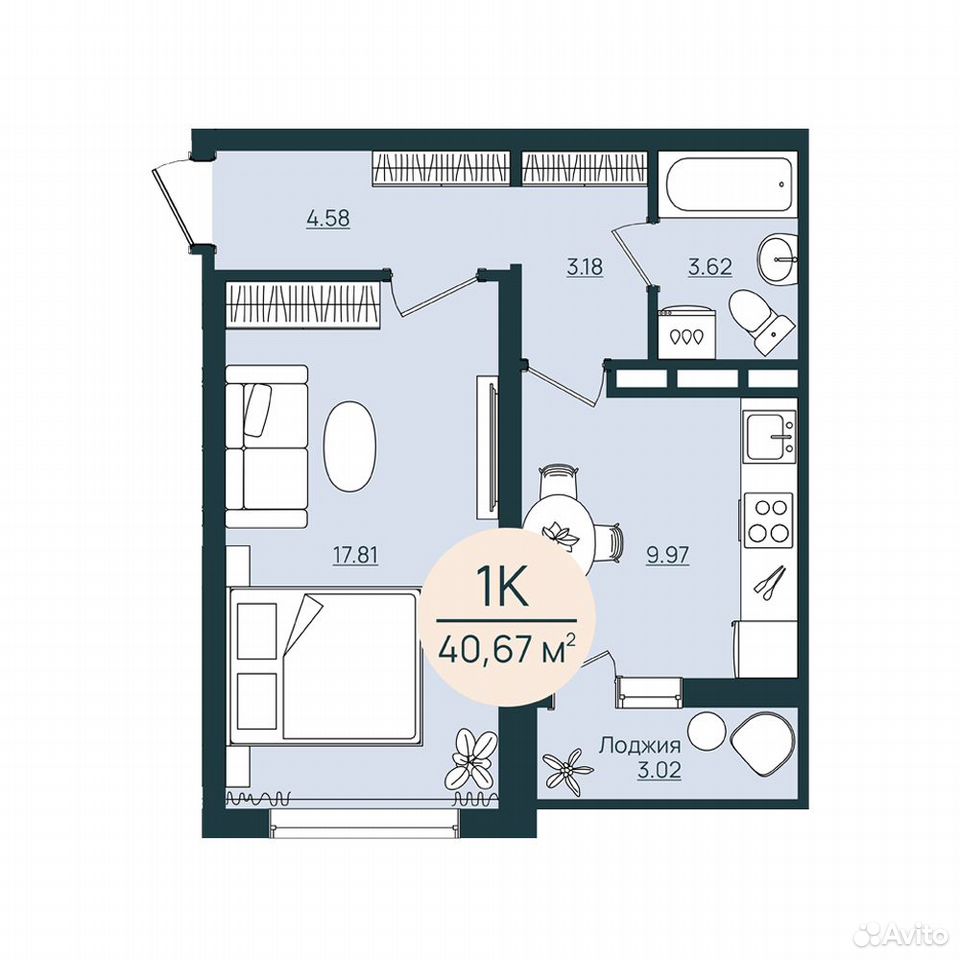 1-к. квартира, 40,7 м², 7/12 эт., Херсон