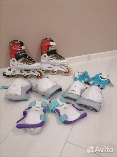 Роликовые коньки детские с защитой