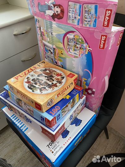 Пазлы и конструктор пакетом