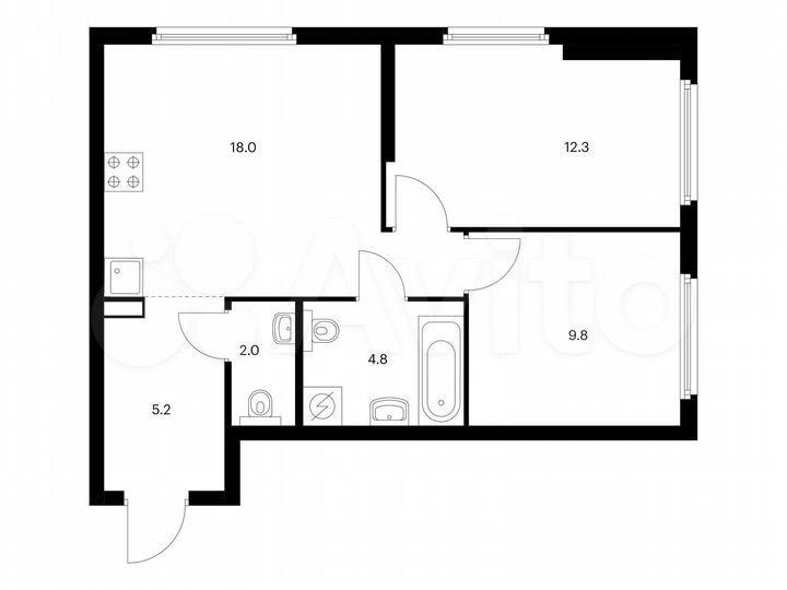 2-к. квартира, 52,1 м², 31/32 эт.