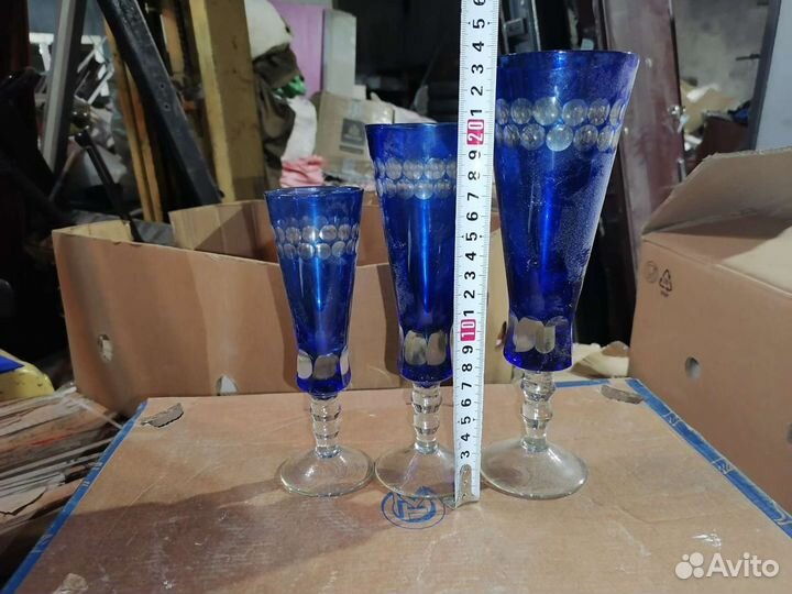 Бокал кобальтовое синее стекло