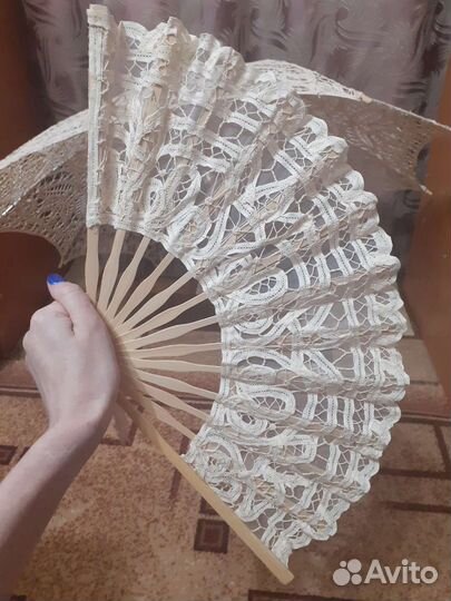 Зонт+веер бежый