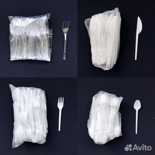 Одноразовые пластиковые приборы, вилка, ложка, нож