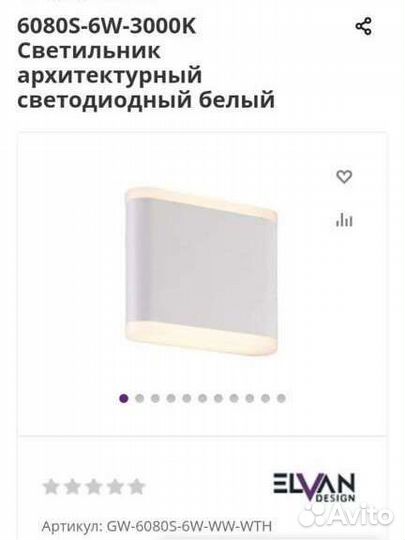 Настенные светильники Elvan GW-6080S-WW-WHT